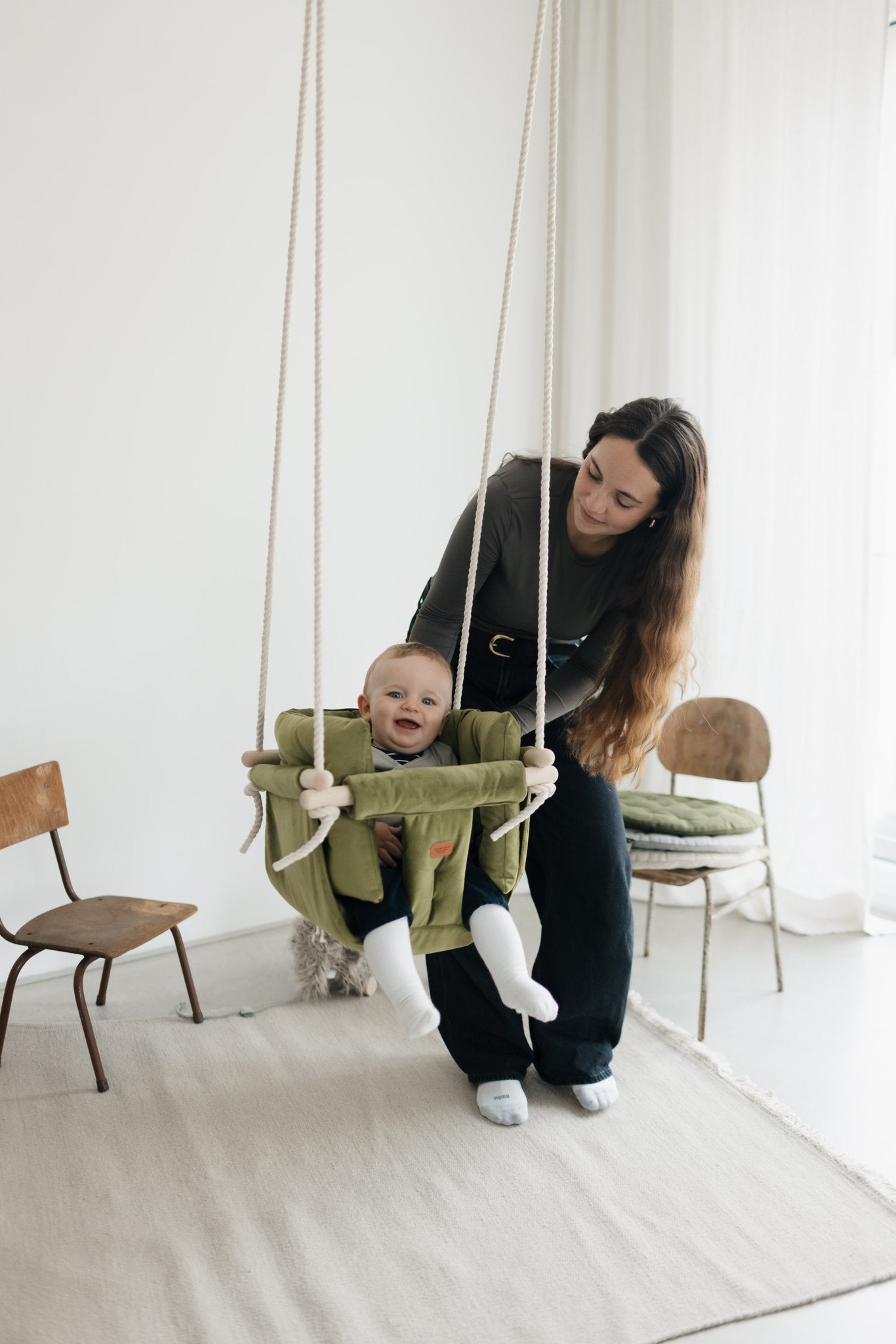 Premium Olive Green Swing - Handcrafted Swing