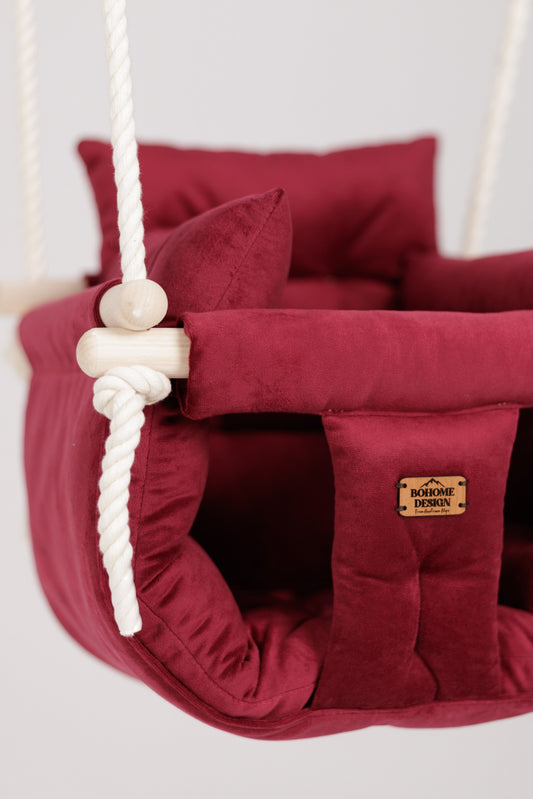 Premium Ruby Red Swing - Handcrafted Indoor Swing